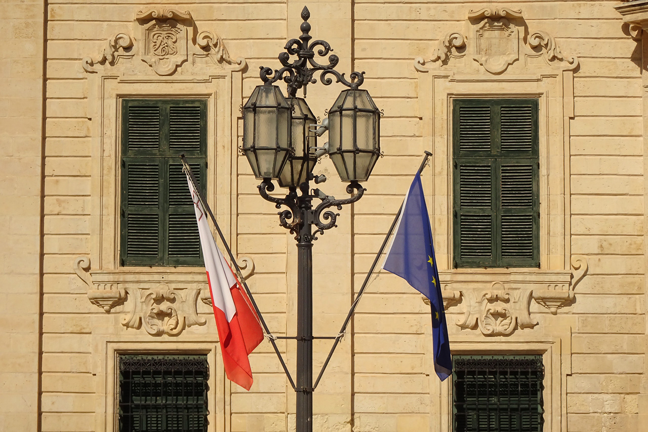 The facade of the Auberge de Castille in Valletta, which houses the Prime Minister's office